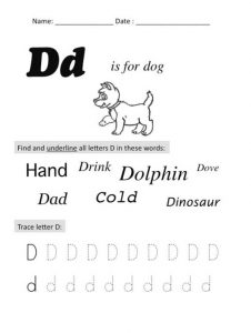 d is for dog worksheet for preschool
