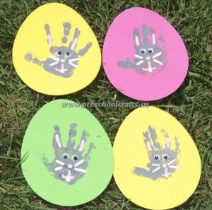 easter egg and handprint bunny crafts