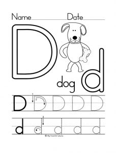 letter d worksheet dog coloring page