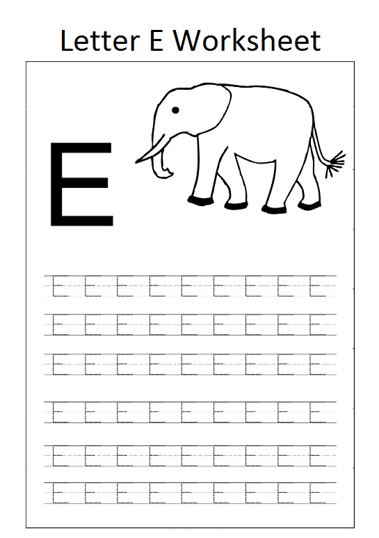 letter e worksheet for preschool elephant - Preschool Crafts