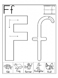 letter f worksheet for kindergarten and preschool