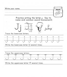 practice writing the letter j
