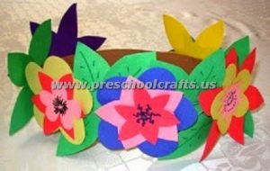 preschool spring headband craft from flowers