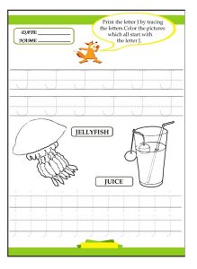 print the letter j by tracing worksheet