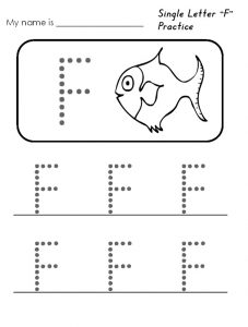 single letter f practice worksheet for kindergarten