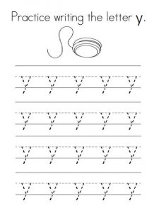 Draw a lowercase letter y free printable for 1st grade