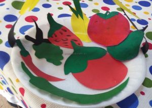 Fruits and Vegetables Plate Craft Preschool - Strawberry & apple & banana & pepper