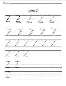 Handwriting practice to capital letter Z
