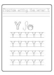 Practice writing the uppercase letter Y worksheet for 1'st grade