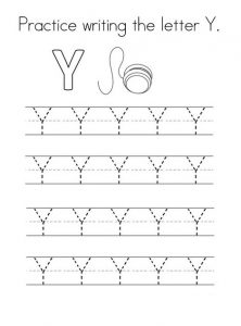 Practice writing the uppercase letter Y worksheet for 1st grade