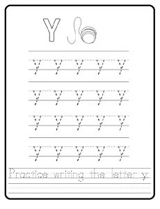Practice writing the uppercase letter Y worksheet for first grade