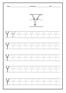 Practice writing the uppercase letter Y worksheet for kindergarten teacher