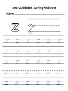 Small letter z alphabet worksheet for preschooler