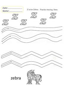Small letter z is for zebra. Practice tracing Line worksheets