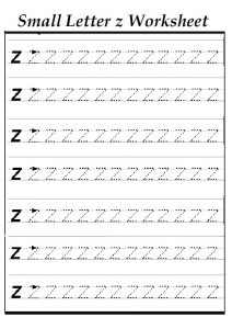 Small z worksheet for kindergarten - Practice tracing Line letter z worksheets for 1st grade