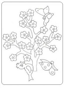 Spring theme colouring pages for kids free printable