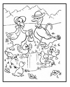 Spring theme duck coloring pages for kids free printable
