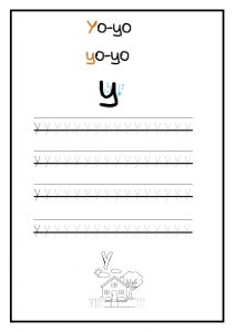 Trace the lowercase letter y for preschool