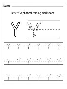 Trace the uppercase Y worksheet for 1st grade
