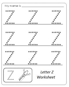 Uppercase Letter Z Worksheet Trace Line