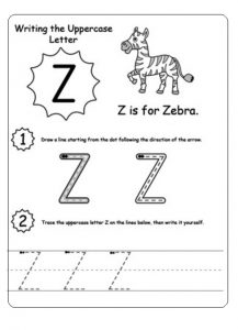 Uppercase letter Z worksheet z is for zebra