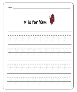 lowercase letter y learning worksheet for firstgrade