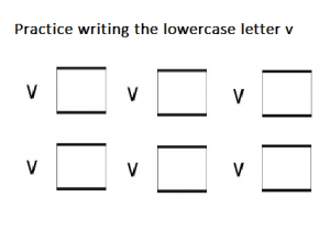 Lowercase letter v practice writing