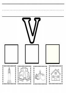Practice Uppercase letter V worksheet for kindergarten