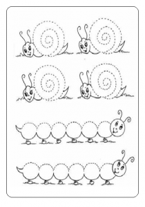 Snail tracing page - caterpillar tracing worksheet
