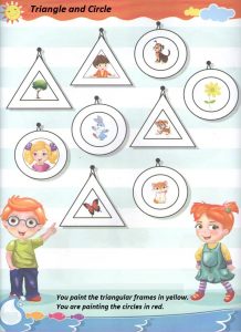 Triangle and circle teaching worksheet for preschool