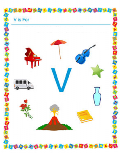 Uppercase letter v worksheet for preschool