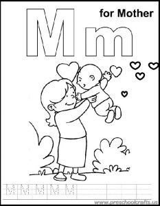 m is for mother coloring sheets for kids