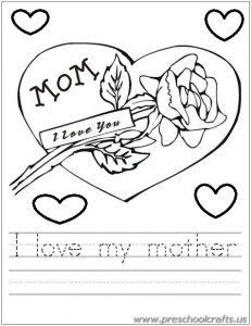 mothers day tracing worksheets for kids