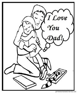 Happy Fathers Day Coloring Page for Preschool and Kindergarden