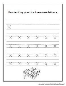Handwriting practice lowercase letter x worksheet