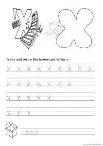 Trace and write the lowercase letter x worksheet for 1st grade and kindergarten