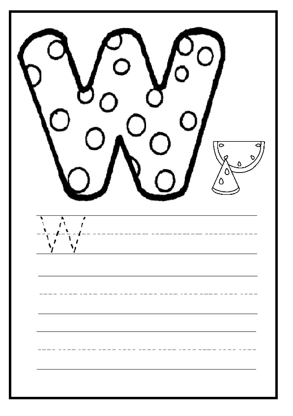 Upper case letter W worksheet for preschool and kindergarten