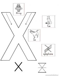 Uppercase letter x worksheet for kindergarten