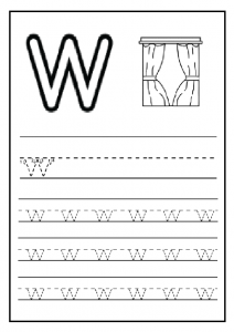 Writing Practice small letter W - Lowercase letter W worksheet