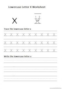 trace lowercase letter x and write lowercase letter x