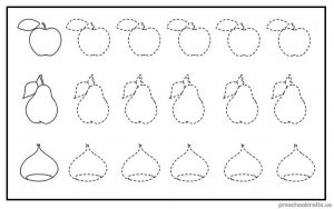 trace the line fruits free printable