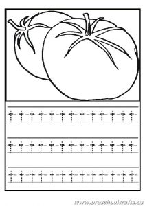 Lowercase letter T Worksheets Kindergarten and 1'st grade - t is for tomatoes coloring page