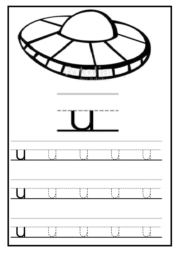 Small letter u free printable worksheet for kindergarten and primary school