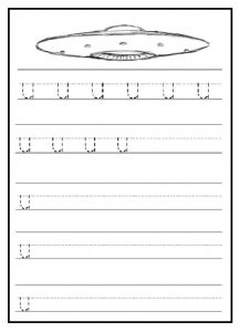 Trace and write lowercase letter u worksheet