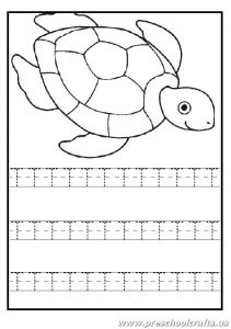 Write the uppercase letter t worksheet - turtle coloring pages