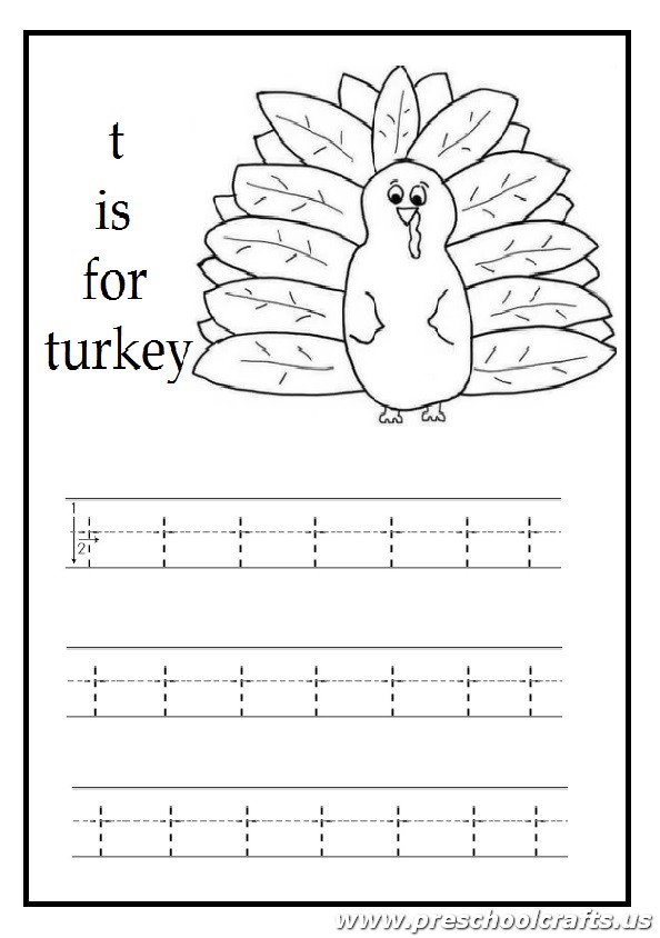 small letter t worksheet for kindergarten and 1st grade