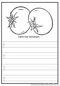 write the lowercase letter t worksheet - tomato coloring pages