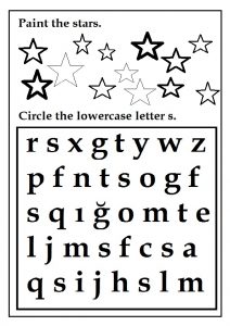 Circle the lowercase letter s worksheet for preschool and kindergarten