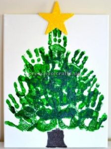 Hand print christmas tree craft ideas preschool and kindergarten