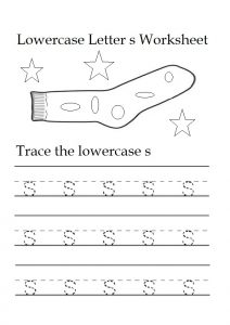 Lowercase letter s worksheet for kindergarten and 1st grade